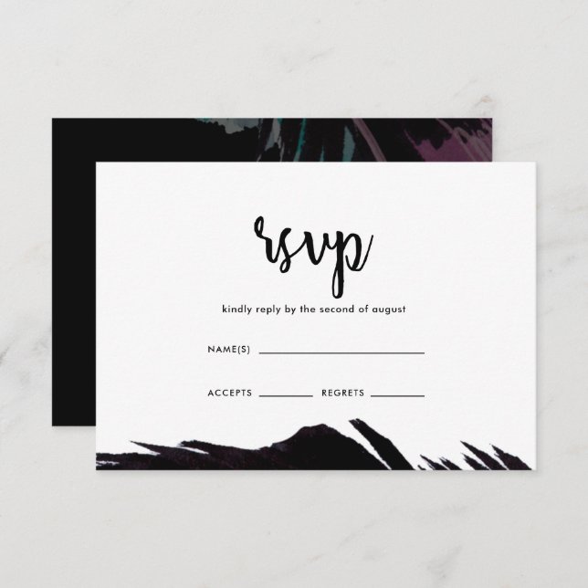 Boho Nights Black with Feather Wedding RSVP (Front/Back)