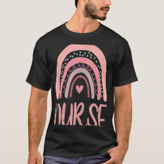 Boho Nurse Cute Pink Rainbow nurse day CMA Love Nu T-Shirt