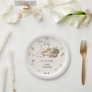 Boho Nursery Animals Baby Shower Paper Plate