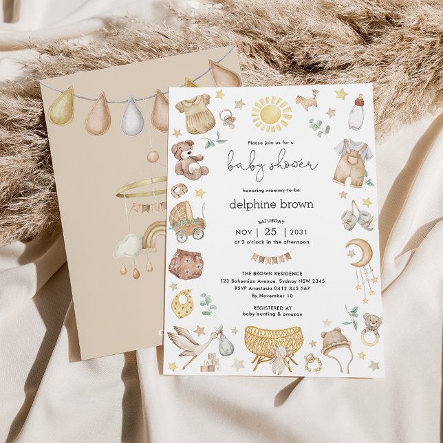 Boho Nursery Baby Shower Gender Neutral Invitation (Creator Uploaded)