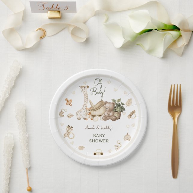 Boho Nursery Baby Shower Paper Plate (Wedding)