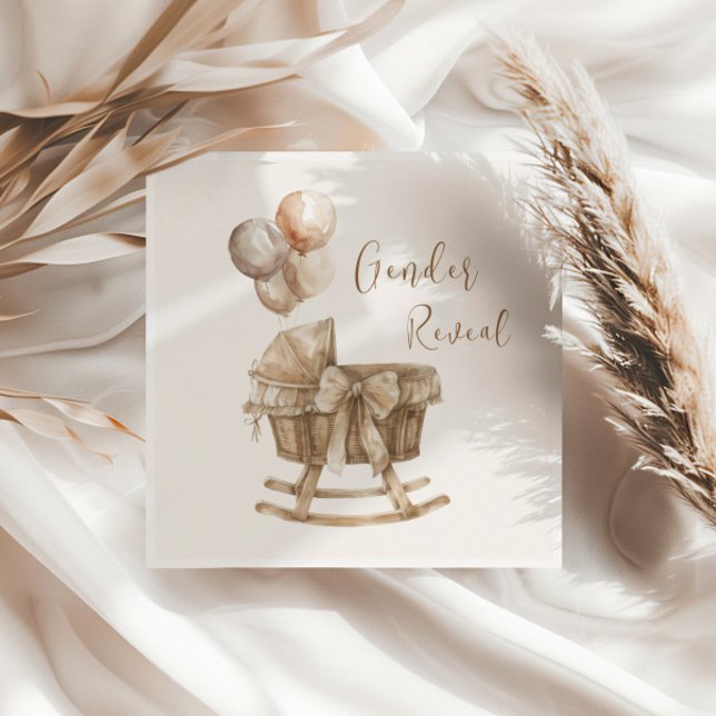 Boho Nursery Beige Balloons Gender Reveal Napkin (Creator Uploaded)