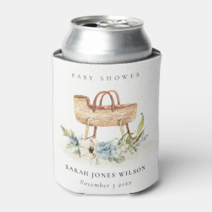 Boho Nursery Blue Floral Bassinet Baby Shower Can Cooler