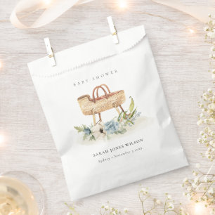 Boho Nursery Blue Floral Bassinet Baby Shower Favour Bags