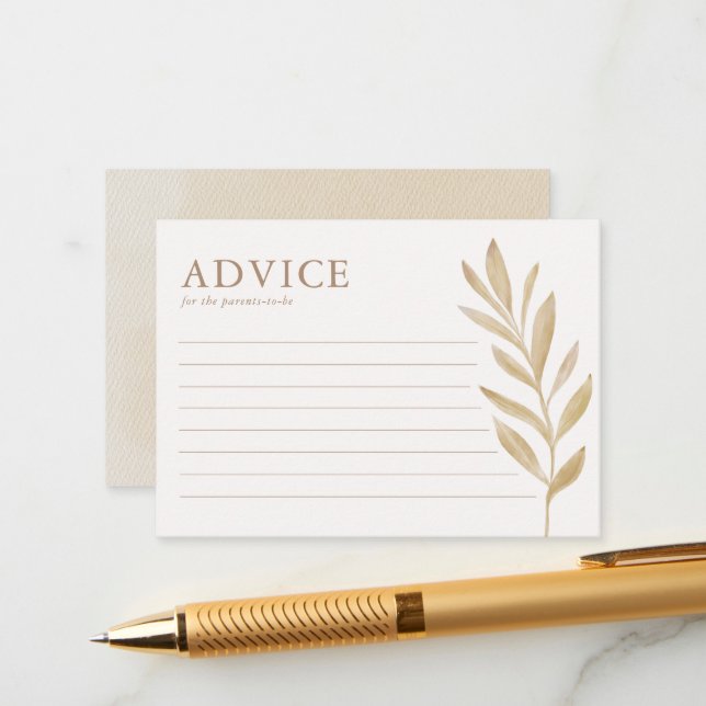 Boho Nursery Chic Baby Shower Advice Card (Front/Back In Situ)