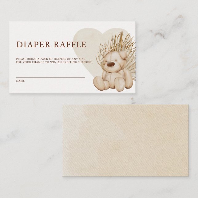 Boho Nursery Chic Baby Shower Diaper Raffle Enclosure Card (Front/Back)