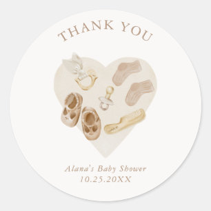 Boho Nursery Chic Baby Shower Thank You Classic Ro Round Sticker