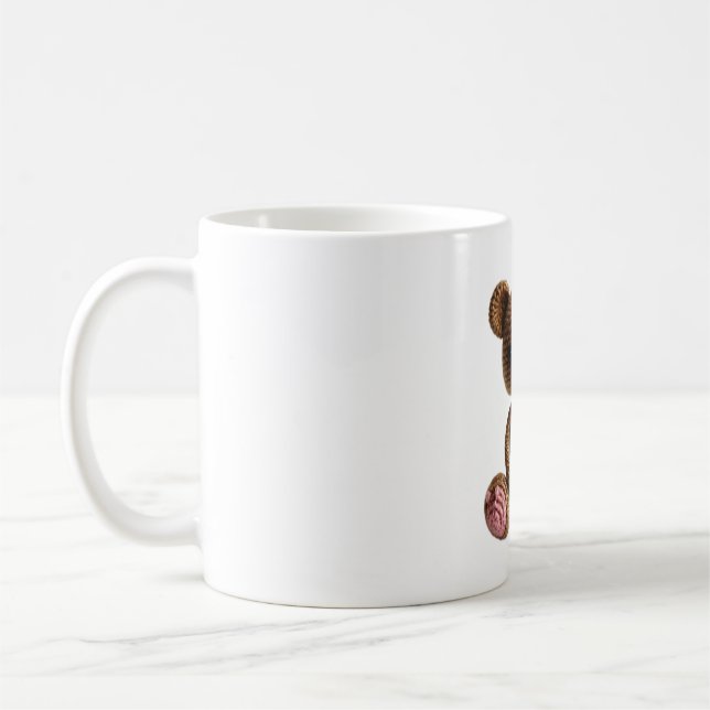 Boho Nursery Crochet Bear Art Coffee Mug (Left)