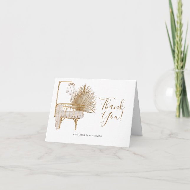 Boho Nursery Gender Neutral Baby Shower Thank You Card (Front)