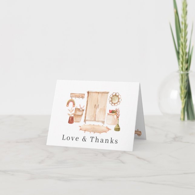 Boho Nursery Gender Neutral Baby Shower Thank You Card (Front)