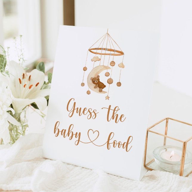 Boho nursery Guess the baby food Pedestal Sign (Creator Uploaded)