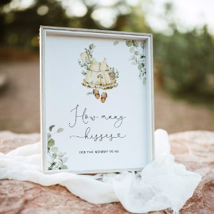 Boho nursery how many kisses for the mum to be poster