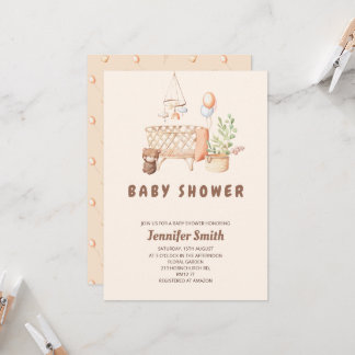 Boho nursery mobile baby shower invitation
