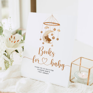 Boho nursery mobile books for baby pedestal sign