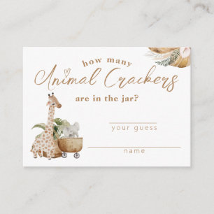 Boho Nursery Modern Baby Shower Animal crackers Enclosure Card
