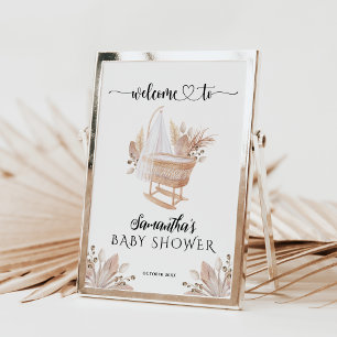Boho Nursery Pampas Grass Girl Baby Shower Welcome Poster