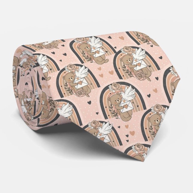Boho Nursery Teddy Bears with Rainbows -Earthy Tie (Rolled)
