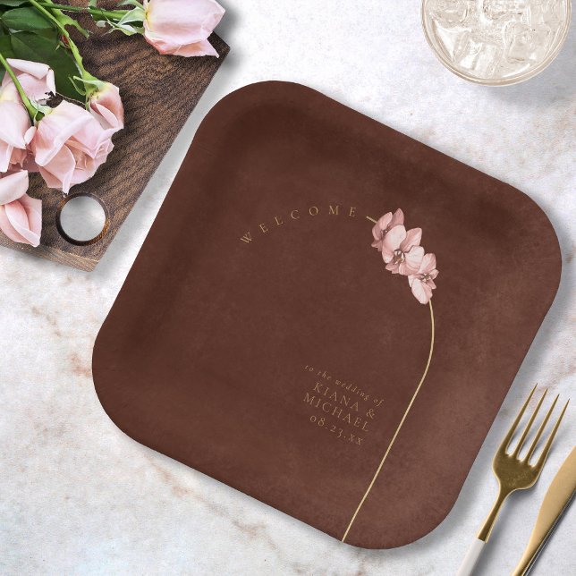 Boho Oasis Orchid Arch Wedding Welcome ID959  Paper Plate (Creator Uploaded)