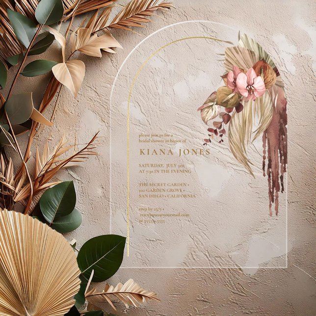 Boho Oasis Wedding Floral Bridal Shower ID959 Acrylic Invitations (Creator Uploaded)