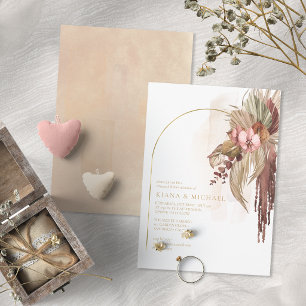 Boho Oasis Wedding Floral Rehearsal Dinner ID959 Invitation