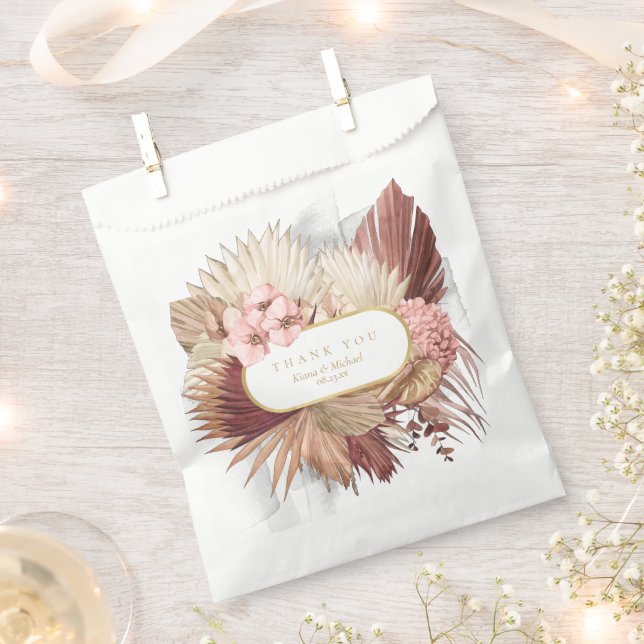 Boho Oasis Wedding Floral Thank You V2 ID959 Favour Bags (Clipped)