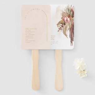 Boho Oasis Wedding Program Blush ID959 Hand Fan