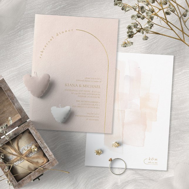 Boho Oasis Wedding Rehearsal Dinner Blush ID959 Invitation (Creator Uploaded)