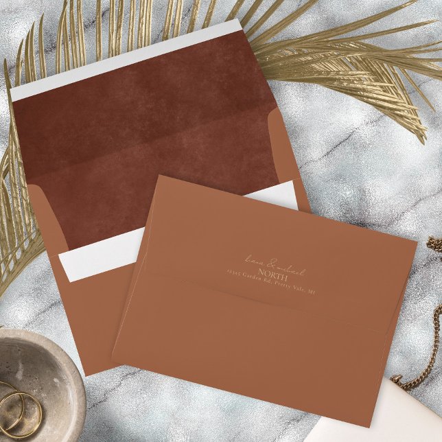 Boho Oasis Wedding Sienna/Burnt Umber ID959 Envelope (Interior/Back In Situ)