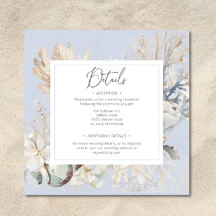 Boho Ocean Dusty Blue On the Beach Wedding Enclosure Card