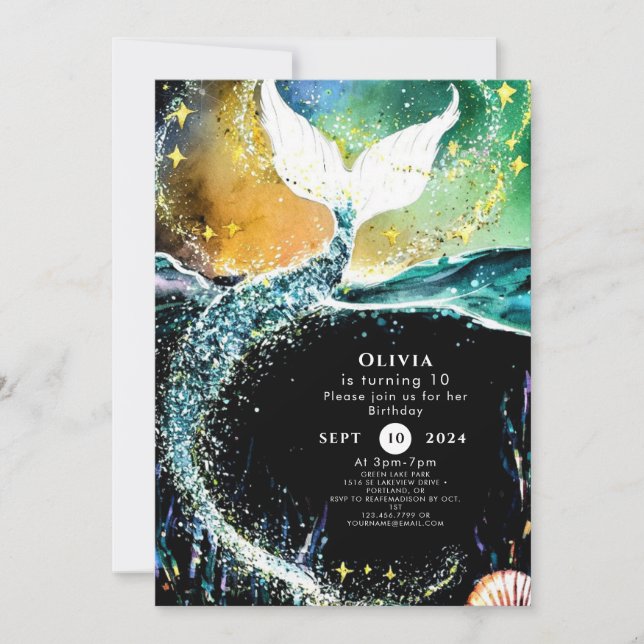 Boho Ocean Mermaid Birthday Invitation (Front)