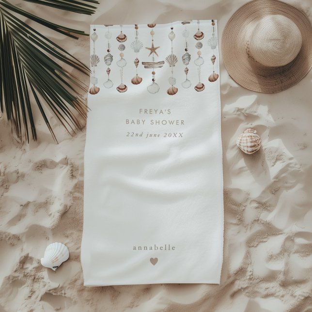 Boho Ocean Shell Baby Shower Favour Beach Towel (Zazzle Boho Ocean Shell Baby Shower Favor Beach Towel)