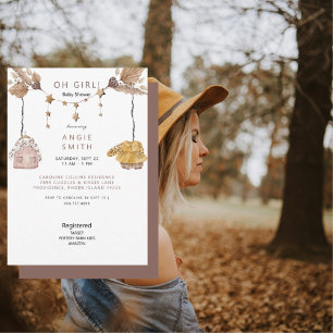 Boho Oh Girl Clothes Baby Shower II Invitation