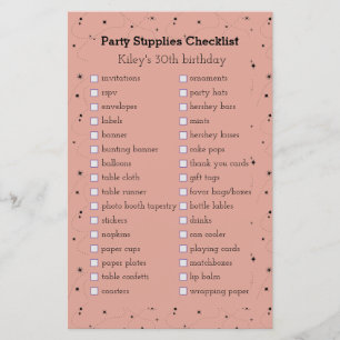 boho old rose birthday party supplies checklist