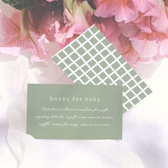 Boho Olive Green Minimal Calligraphy Baby Shower Enclosure Card (Creator Uploaded)