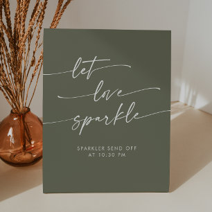 Boho Olive Green Sparkler Send Off Wedding Pedestal Sign