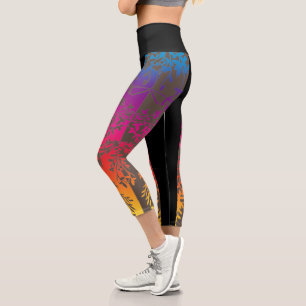 Boho Ombre Sunset Customisable High Waisted Capri Leggings