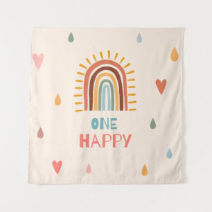 Boho One first Birthday Rainbow  Tapestry