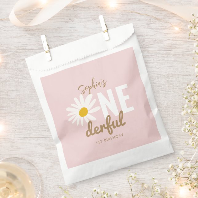 Boho ONEderful Daisy Birthday Party Favour Bags (Clipped)