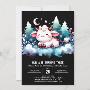 Boho Online Cow Birthday Invitation
