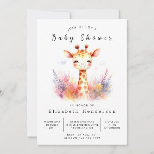 Boho Online Giraffe Baby Shower Invitation