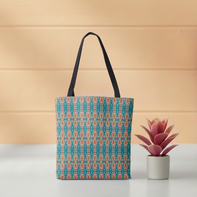 Boho Orange and turquoise Tribal Inspired  Tote Bag (Creator Uploaded)