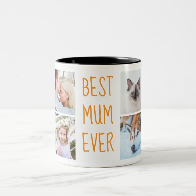 Boho Orange | Best Mum Ever Custom Photo Mug (Center)