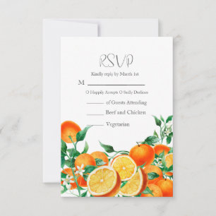 Boho Orange Blossom QR Code Wedding RSVP Card