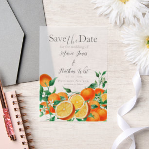 Boho Orange Blossom Save the Date Vellum Invitations