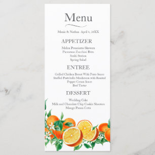 Boho Orange Blossom Wedding Menu