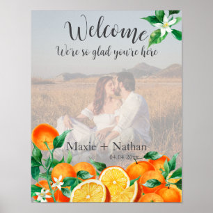 Boho Orange Blossom Wedding Welcome Photo Poster