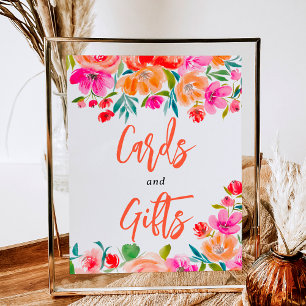 Boho orange floral wildflowers bridal  bridal sign