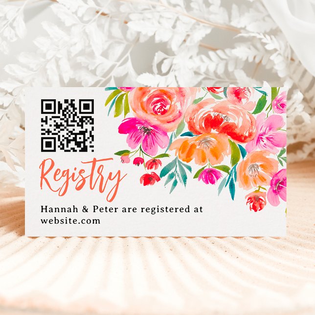 Boho orange floral wildflowers bridal registry enclosure card (Boho orange floral wildflowers bridal registry enclosure card)