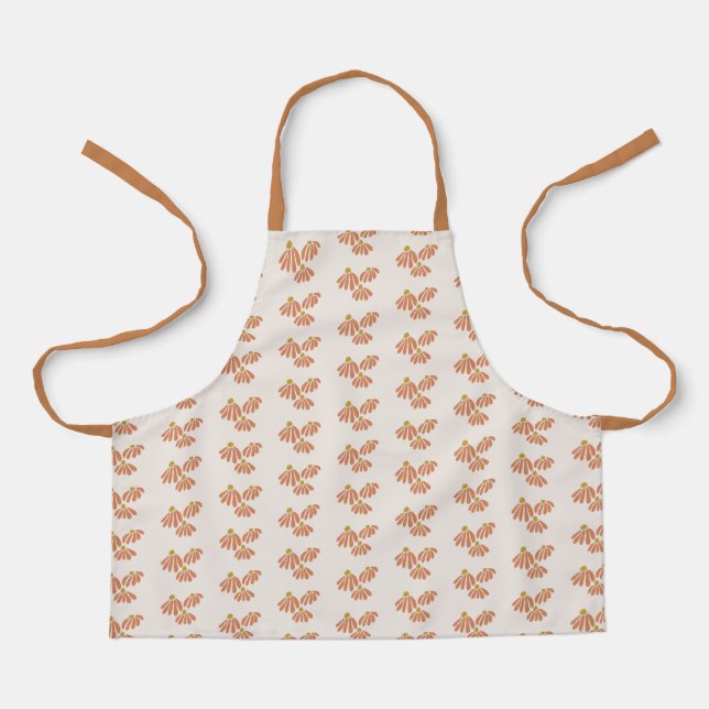 Boho Orange Flowers Kids Apron (Front)