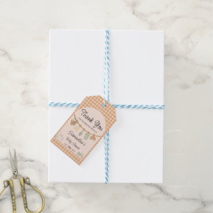Boho Orange Gingham Thankyou Clothesline Gift Tags